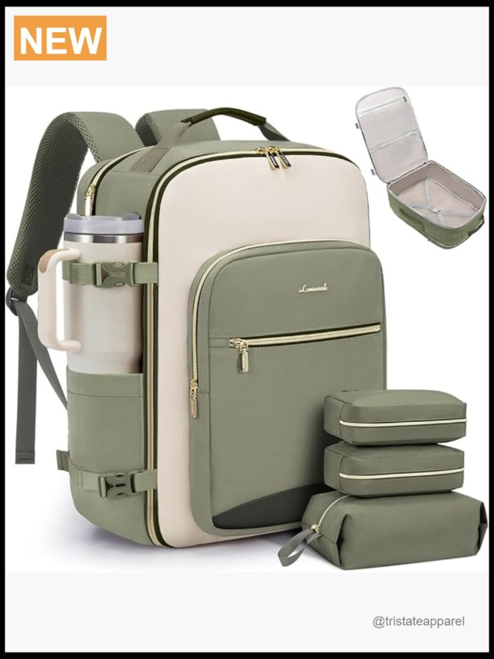 40L Carry On Travel Backpack with Packing Cubes, Fits 17" Laptop